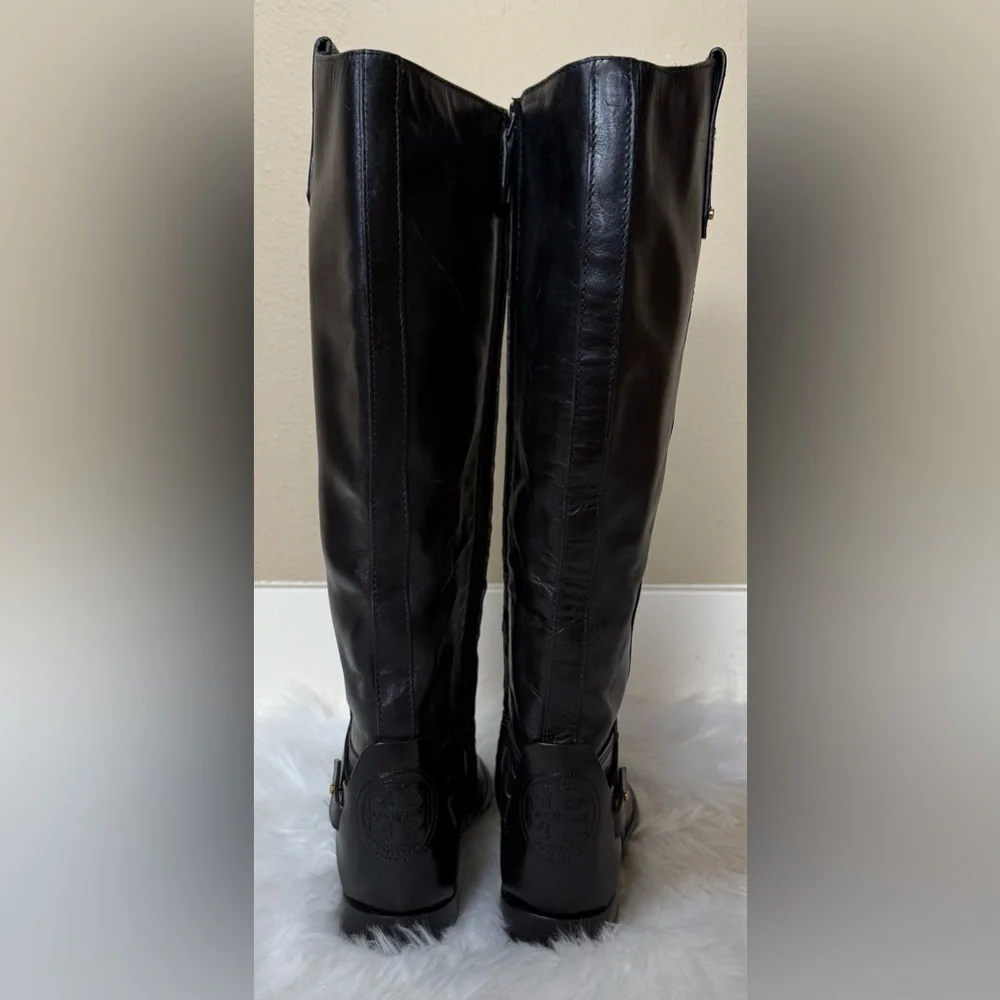 Tory Burch Colton Galleon Leather Knee High Riding Boot Perfect Black Size 7.5